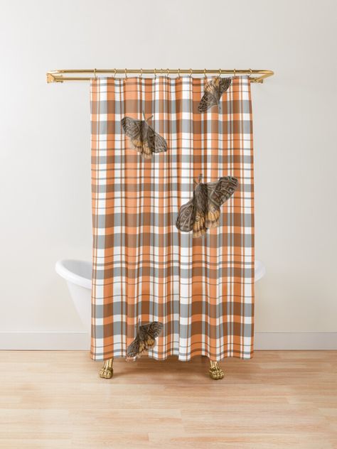 Get your home or wardrobe ready for Fall with this Autumn inspired Plaid, bringing nature into your fall decor with illustrated Emperor Moths! It will get you in the cozy Fall spirit for sure and carry your decor From Spooky season in through the Thanksgiving Season! • Millions of unique designs by independent artists. Find your thing. Orange Moth, Emperor Moth, Plaid Shower Curtain, Autumn Inspired, Ready For Fall, Curtains For Sale, Pumpkin Orange, Cozy Fall, Autumn Inspiration