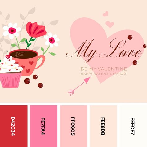 30 Valentine’s Day Color Palettes for Romantic Designs - Color Meanings February Color Palette 2024, Valentines Day Color Palette 2024, Valentine Trends 2024, Valentine’s Color Palette, Valentines Day 2024 Trends, Valentine’s Day Color Palette, Valentines Day Palette, Valentines Palette, Valentines Day Color Palette