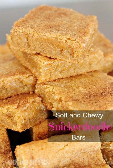 Snickerdoodle Bars Recipe, Snickerdoodle Bars, Snickerdoodle Recipe, Cinnamon Cookies, Snack Bars, Crinkle Cookies, Easy Cinnamon, Cookie Bar Recipes, Brownie Cookies