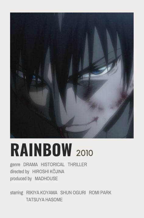 Anime Rainbow, Anime Suggestions, Good Anime Series, Anime Boy Sketch, Animes To Watch, Minimalist Movie Poster, Anime Printables, Good Anime To Watch, Anime Watch