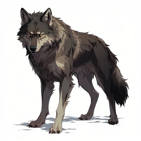 Feral Wolf Art, Wolf Digital Painting, Werewolf Pack Art, Angry Wolf Reference, Fantasy Wolf Drawing, Wolf Dnd Art, Wolf Creature Design, Dire Wolf Drawing, Wolf Reference Drawing