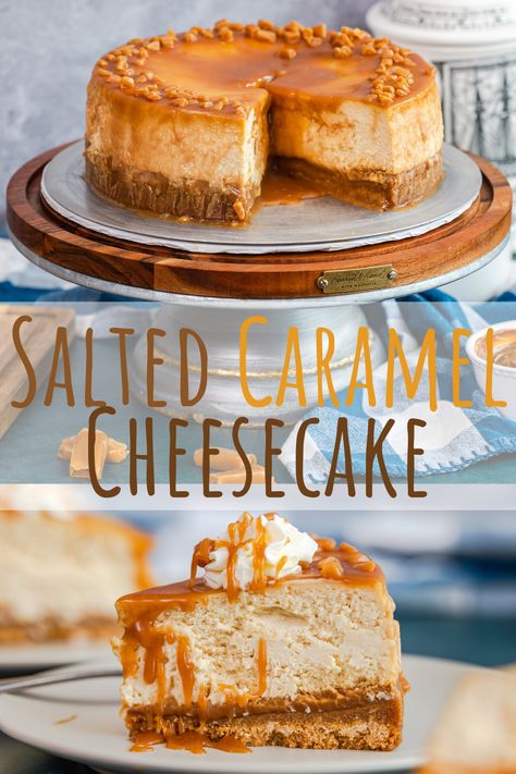 Caramel Cheesecake Recipes, Bourbon Caramel, Salted Caramel Recipes, Homemade Graham Cracker Crust, Salted Caramel Cheesecake, Homemade Cheesecake, Caramel Cheesecake, Cheesecake Desserts, Easy Cheesecake