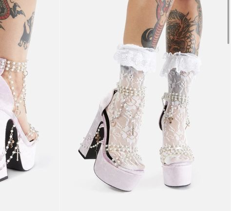 Holy Revelation Platform Heels, Dollskill Shoes, Bride Attire, Pearl Shoes, Purple Pearl, White Heels, Platform Heels, Purple, Heels