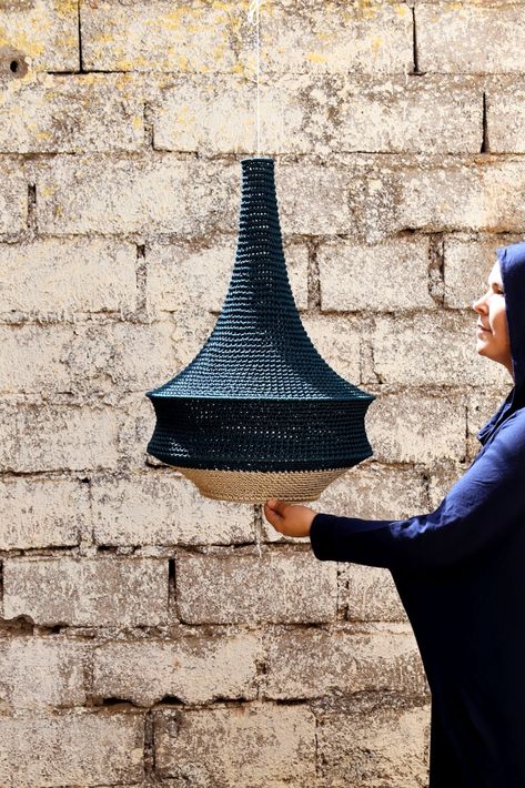 Hamimi Artisan Crochet Lamps are handmade to order by a community of women in a village on the outskirts of Marrakech. They are flat-packed and shipped worldwide. #hamimidesign #moroccandesign #moroccanlamp #handmadelighting #pendantlamp #artisanlamps @crochetlamp Hanging Lampshade, Crochet Pendant, Pulley Light, Crochet Lamp, Minimal Pendant, Crochet Hanging, Barn Renovation, Hanging Lamp Shade, Hanging Lamps