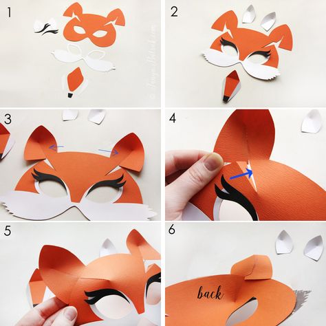 Fox Mask Template, Fox Mask Diy, Fox Template, Squirrel Mask, Animal Masks Diy, Paper Mask Diy, Halloween Diy Paper, Fox Crafts, Spider Crafts