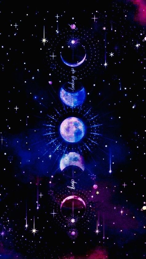 Purple Magic Wallpaper, Meyoco Wallpapers, Mystic Wallpaper, Moon Stars Art, Moon And Stars Wallpaper, Wiccan Art, Witch Wallpaper, Cool Galaxy Wallpapers, Witchy Wallpaper