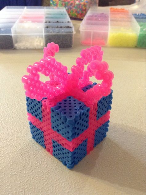 Happy Birthday! Perler Bead Box by Steph Leech-Pepin Perler Bead Happy Birthday, Perler Beads Birthday Ideas, Happy Birthday Perler Beads, Perler Birthday, Perler Creations, Hama Beads Design, Pearls Diy, Hama Beads Patterns, Melty Beads