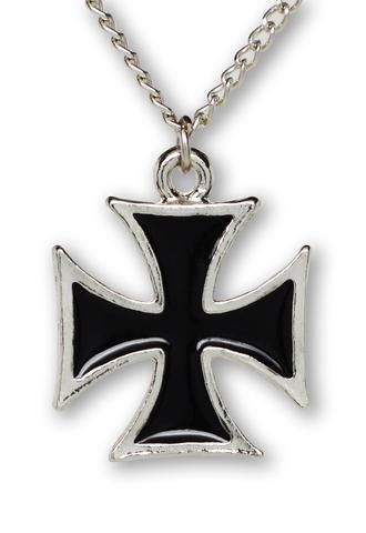 Silver Necklace Men, Black Viking, Templar Cross, Mens Sterling Silver Necklace, Pewter Pendant, Tarnished Silver, Necklace Men, Maltese Cross, Unusual Jewelry