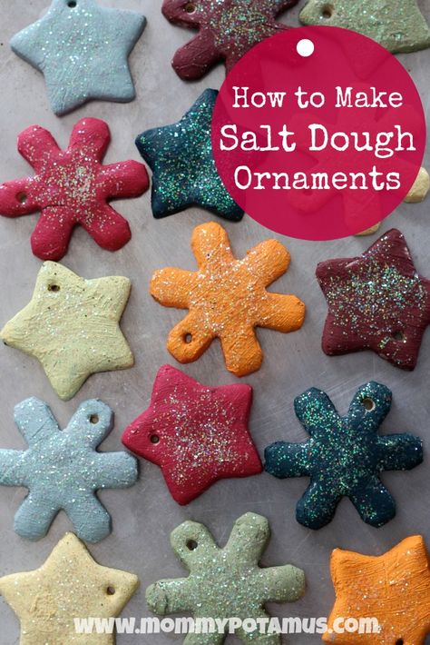 How To Make Salt Dough Ornaments - Fun, easy and makes a great keepsake! #homemadeornaments #holidaycrafts #saltdoughornaments Salt Craft, Make Salt Dough, How To Make Salt Dough, Salt Dough Ornament, Homemade Christmas Ornaments, Diy Preschool, Salt Dough Ornaments, Dough Ornaments, Christmas Crafts For Kids To Make