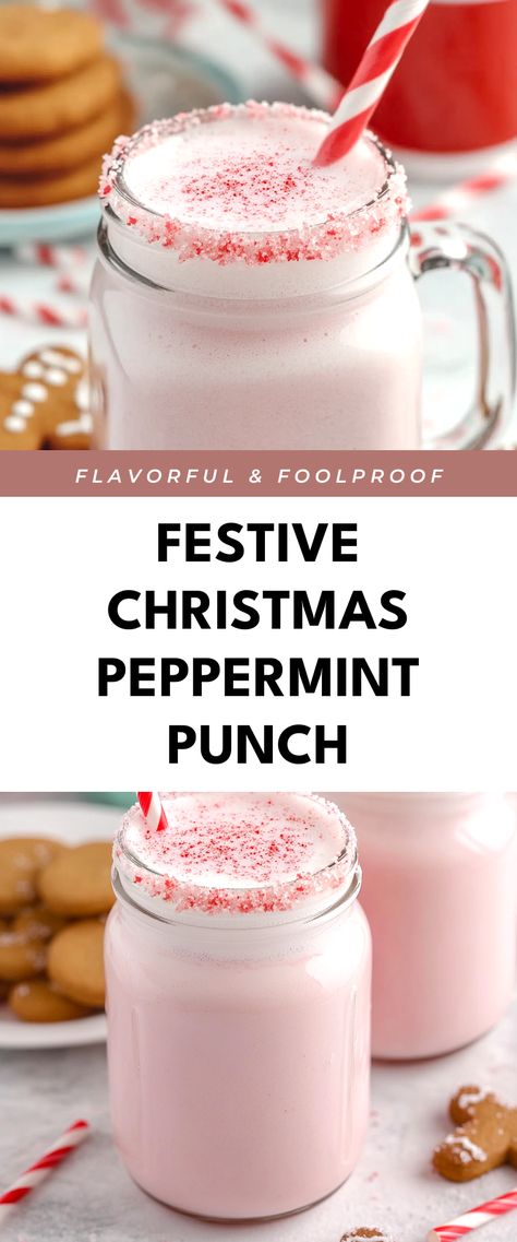 Image for Festive Christmas Peppermint Punch Peppermint Party Theme, Peppermint Punch, Peppermint Ice Cream, Coconut Milk Ice Cream, Christmas Peppermint, Flavored Sparkling Water, Party Hosting, Christmas Drink, Christmas Punch