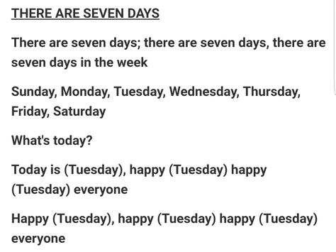 Days of the week song There Are 7 Days In A Week Song, Preschool Days Of The Week Song, Months Of The Year Song For Preschool, Days Of The Week Song Preschool, Days Of The Week Songs For Preschool, Days Of The Week Activities Preschool, Days Of The Week Song, Preschool Circle Time Songs, Days Of The Week Activities