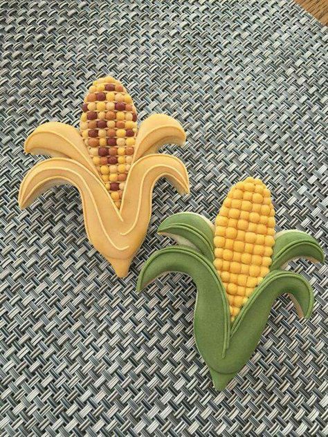 Best Corn On The Cob, Seasonal Cookies, Fall Decorated Cookies, Deco Fruit, Cookies Cupcake, Farm Cookies, Ear Of Corn, Cookies Wedding, Icing Recipes