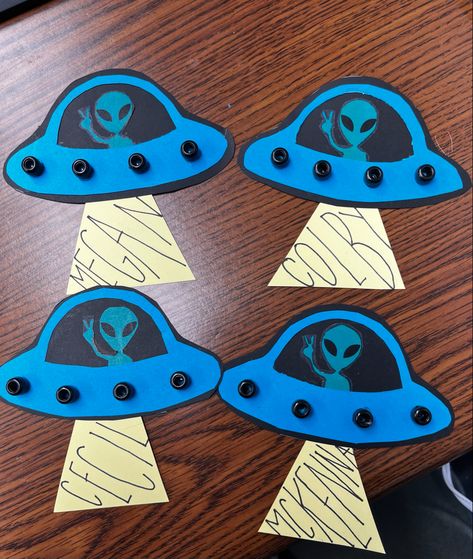 Alien Themed Decorations, Ra Space Theme, Space Door Decorations, Alien Door Decoration, Space Hallway Decorations School, Outer Space Classroom Door, Alien Bulletin Board Ideas, Alien Classroom Theme, Space Door Decorations Classroom