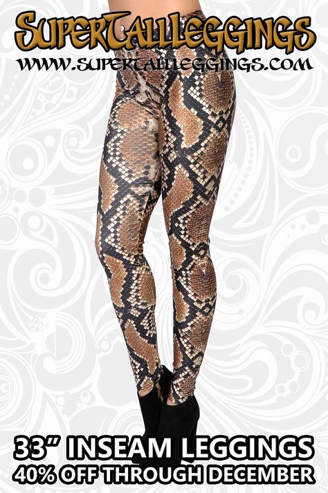 This Women's Boa Constrictor Snakeskin Leggings will surely catch an eye . Look Elegant in this leggings. Available at www.supertallleggings.com. Tall Leggings, Snakeskin Leggings, Boa Constrictor, Snake Skin, Leggings, Women's Fashion