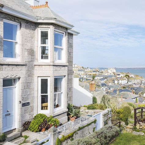 Be inspired by this pretty coastal home in Cornwall | Ideal Home Uk Coastal Homes, Houses By The Sea Uk, Cornwall Villages, Cornwall House, Beach House Uk Cornwall England, Victorian Villa, Beautiful Front Doors, Stunning Scenery, Country Cottages