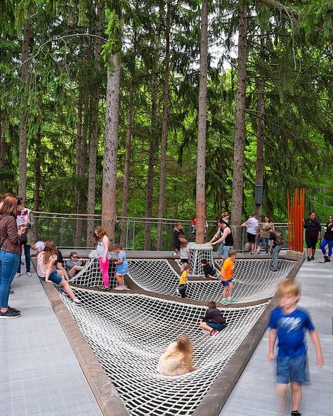 Landscape design: Back to nature | CLAD Forest Amphitheater, Treehouse Playground, Forest Playground, Playgrounds Architecture, Sport Park, Nature Museum, Tree Canopy, Playground Design, Urban Furniture