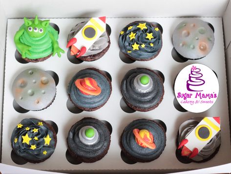 Space Themed Cupcakes, Space Party, Themed Cupcakes, Edible Art, Birthday Cake Kids, 3rd Birthday, Kids Birthday, Sci Fi, Birthday Cake