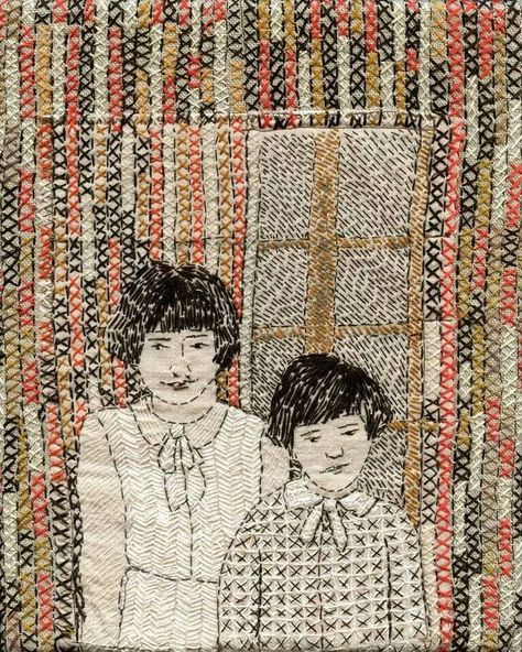 Inspiration Art Fibres Textiles, Textile Art Projects, Art Fil, Portrait Embroidery, Embroidered Portrait, Textile Art Embroidery, Embroidered Art, Textile Fiber Art, Thread Art