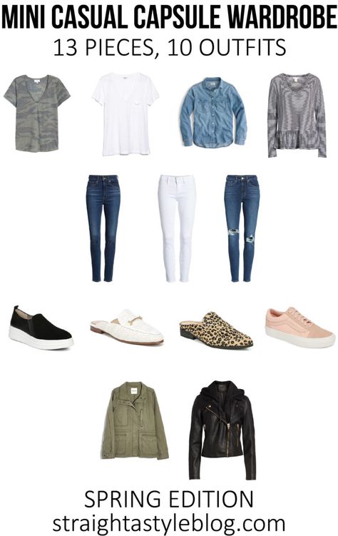 Mini Casual Capsule Wardrobe - How to Mix and Match Your Closet - Straight A Style 10 Piece Wardrobe, Casual Capsule Wardrobe, How To Have Style, Straight A, Wardrobe Sets, Travel Capsule Wardrobe, Minimalist Capsule Wardrobe, How To Mix, Summer Capsule Wardrobe