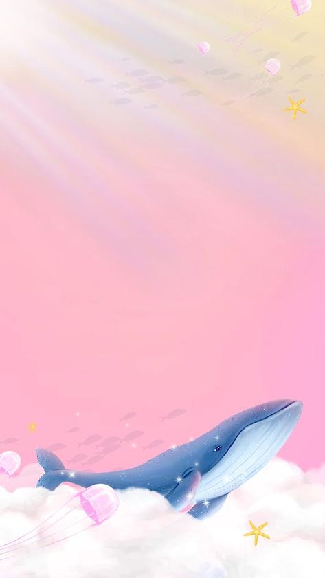 Pink Whale Wallpaper, Whale Iphone Wallpaper, Whale Illustration Cute, Whale Artwork, Whale Illustration, Pink Whale, Lavender Aesthetic, Illustration Cute, Cute Wallpaper