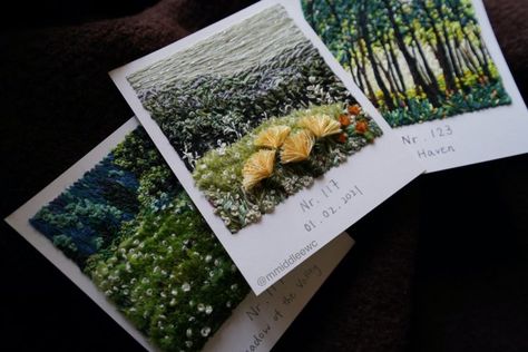 How to represent landscapes using stitch - TextileArtist.org Stitching Techniques, Polaroid Pictures, Paper Embroidery, Thread Painting, 자수 디자인, Etsy Instagram, Needle Art, Embroidery Ideas, Embroidery Inspiration