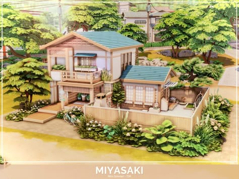 Sims Building Ideas No Cc, Sims4 No Cc House, Sims House No Cc, Sims 4 House Cc Lot, Japanese Small House Design, Sims 4 Lots No Cc, Sims 4 Builds No Cc, Japanese Inspired House, Sims 4 Houses No Cc