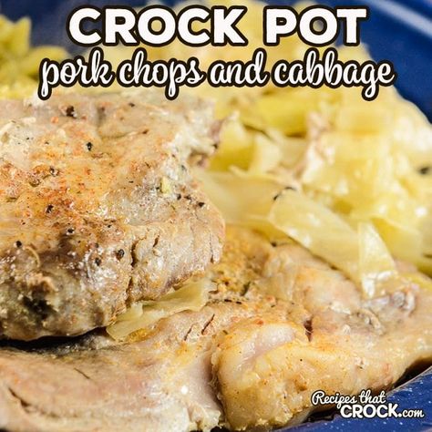 Our Crock Pot Pork Chops and Cabbage is an delicious family meal that is so simple to make with just a handful of ingredients. #LowCarb #CrockPot #FamilyMeal #PorkChops Cabbage And Pork Chops Slow Cooker, Pork Chop And Cabbage Recipes Crock Pot, Pork Chops And Cabbage, Pork Lion Recipes, Pork Chops And Sauerkraut, Crock Pot Pork Chops, Pork Cabbage, Best Pork Chop Recipe, Recipes Crock Pot