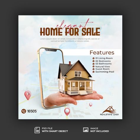 House For Sale Advertisement, House Sale Poster, House For Sale Poster, Realestate Social Media Design, Laminate Texture, House For Sell, Free Real Estate, Corporate Interior Design, Modern Homes For Sale