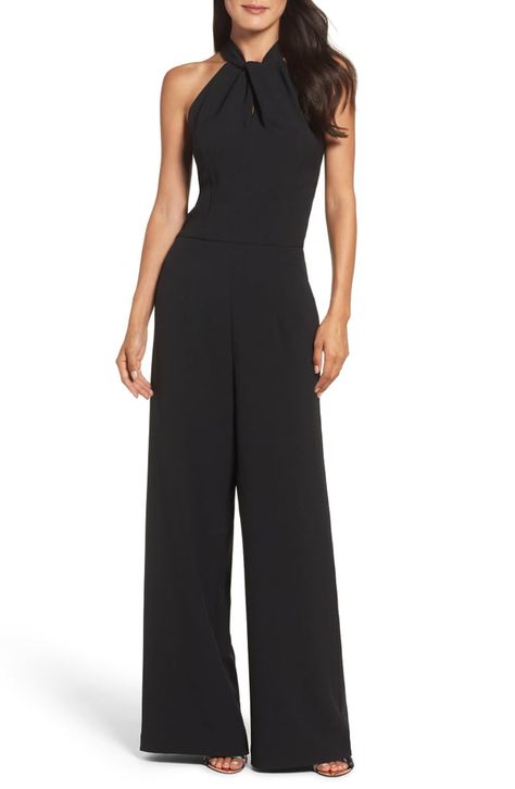 Julia Jordan Halter Wide Leg Jumpsuit How To Wear A Jumpsuit, Halter Neck Jumpsuit, Crepe Jumpsuit, Ruffle Jumpsuit, Halter Jumpsuit, Jumpsuit Elegant, Jumpsuit Fashion, Guest Outfit, Leather Jackets Women