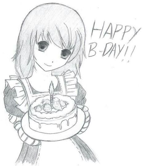 Anime Happy Birthday, Happy Birthday Drawings, Birthday Drawing, Birthday Card Drawing, Pencil Sketch Drawing, Best Anime Drawings, Happy Birthday Video, Drawings Of Friends, Cartoon Girl Drawing