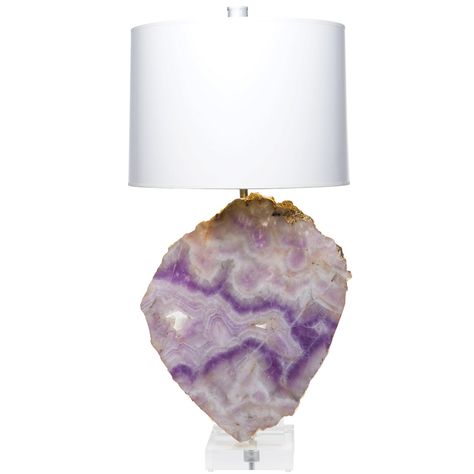 Times Two Design Glamazon Banded Amethyst Table Lamp Base @Zinc_Door Banded Amethyst, Geode Decor, Purple Geode, Apartment Decoration, Crystals In The Home, Decor Guide, Crystal Lamp, Unique Lamps, Crystal Decor