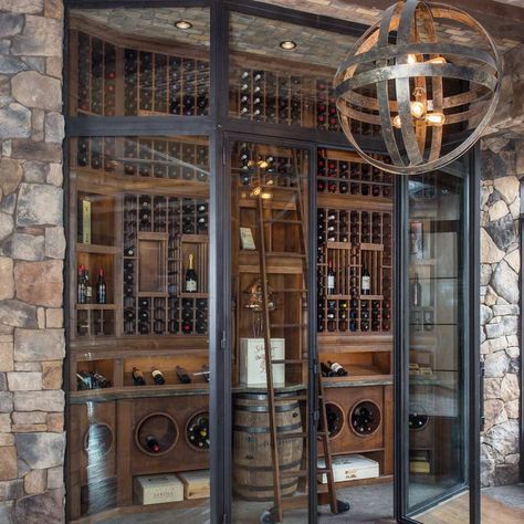 75 Beautiful Wine Cellar Pictures & Ideas | Houzz Small Wine Cellar Ideas, Vine Cellar, Cocktail Room, Custom Wine Room, Wine Vault, Tattoo Modern, Glass Wine Cellar, Wine Rooms, Wine Cave