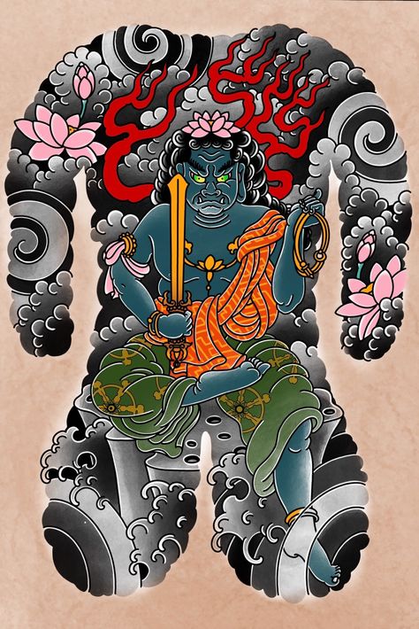 Fudo myo’o #fudomyoo #kaisuppel #japanese #neojapanese #traditional #traditionaljapanese #irezumi #sleeve #backpiece #color #blackandgrey | Jun 10th 2019 | 1035561 Irezumi Sleeve, Japanese Demon Tattoo, Japanese Leg Tattoo, Japanese Legs, Yakuza Tattoo, Japan Tattoo Design, Japanese Dragon Tattoos, Full Back Tattoos, Japanese Drawings