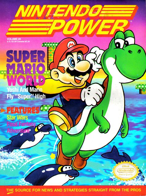 Super Mario Wallpaper, 90s Video Games, Nintendo Power, Video Game Magazines, Gaming Magazines, Super Nintendo Games, 80s Video Games, Retro Gaming Art, Video Game Posters