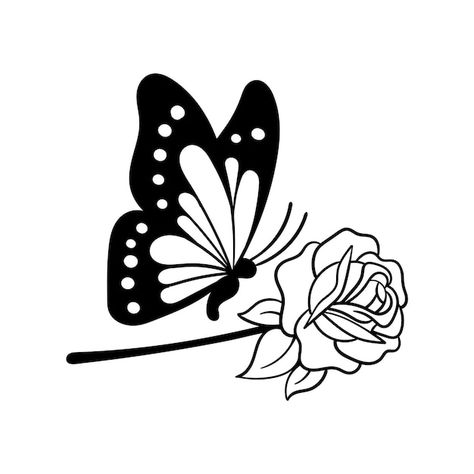 Hand drawn butterfly with rose vintage d... | Premium Vector #Freepik #vector #beauty-pattern #tatoo-design #vintage-art #abstract-floral Rose Simple Drawing, Vine Ankle Tattoo, Butterfly Doodle, Butterfly Vine, Hand Drawn Butterfly, Drawn Butterfly, Rose Simple, Vine Tattoo, Small Tats