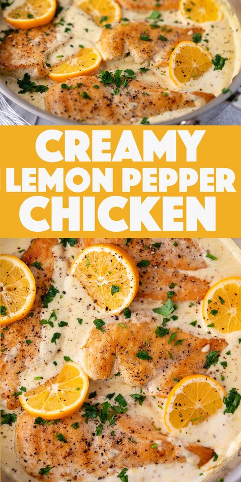 Creamy Lemon Pepper Chicken, Recipes With Chicken And Peppers, Simple Family Meals, Creamy Lemon Chicken, Pan Sauce, Easy Chicken Breast, Lemon Chicken Recipe, Healthy Chicken Breast, Lemon Pepper Chicken