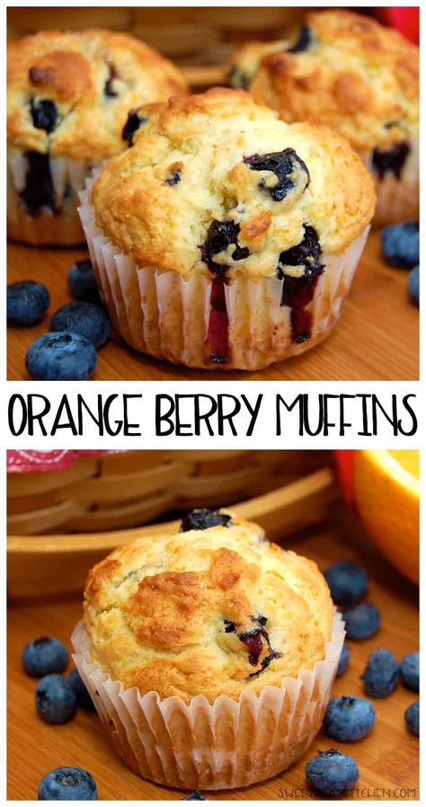 Orange Berry Muffins Blueberry Orange Muffins, Blueberry Orange, Baking Power, Orange Muffins, Berry Muffins, Turbinado Sugar, Frozen Berries, Muffin Liners, Orange Recipes