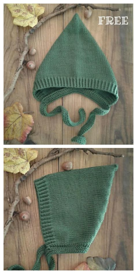 Knit Pixie Hat Free Knitting Pattern - Knitting Pattern Hat Free Knitting Pattern, Baby Hat Knitting Patterns Free, Baby Bonnet Pattern, Baby Hat Knitting Pattern, Knitted Hats Kids, Knitting Patterns Free Hats, Baby Hat Patterns, Pixie Hat, Baby Knitting Patterns Free