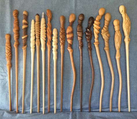 WOODEN MAGIC WAND for Witch/Wizard/Cosplay - Hand Carved Collectible - $50.00 | PicClick Wand Carving, Wizard Cosplay, Hand Carved Walking Sticks, Wooden Wand, Wizard Wand, Wooden Display Stand, Diy Wand, Magic Wands, Wooden Canes