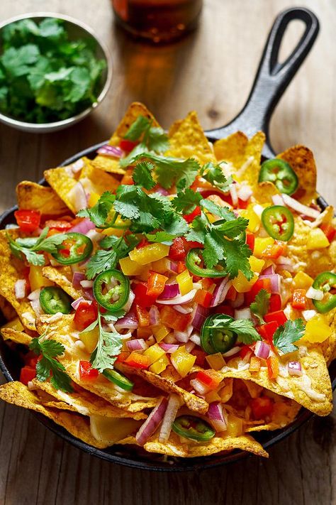 Simple Baby Shower Appetizers Recipes — Eatwell101 Nachos Photography, Best Nachos Recipe, Macho Nachos, Best Nacho Recipe, Best Nachos, Veggie Nachos, Quick Appetizer Recipes, Roasted Shrimp Recipes, Healthy Nachos