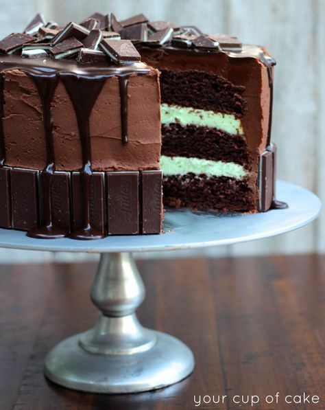 Andes Mint Cake - by Your Cup of Cake Cakes For Auction, Cake Auction Cakes, Andes Mint Cake Recipe, Cake Auction Ideas, Andes Mint Cake, Mint Buttercream, Andes Mints, Peppermint Cake, Mint Cake