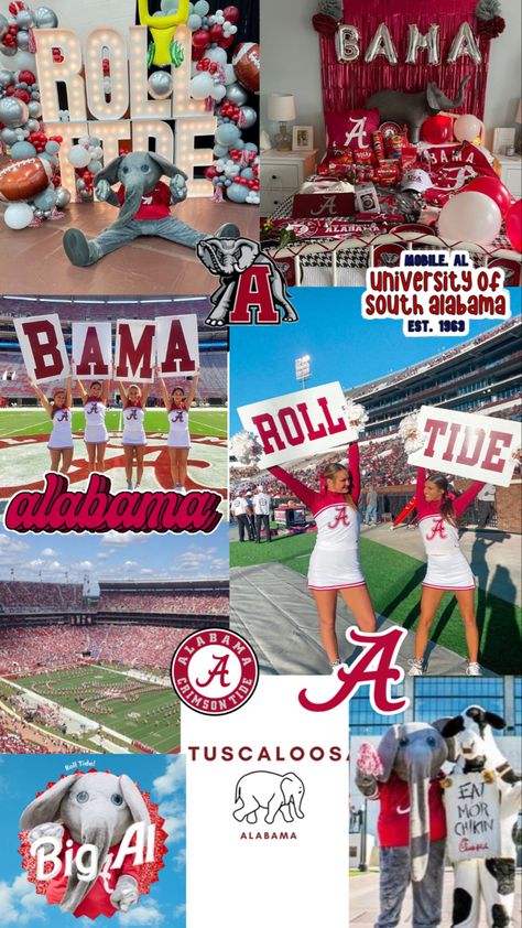 Alabama Wallpaper, Roll Tide Football, University Of South Alabama, Alabama College, Alabama Football Roll Tide, College Cheerleading, College Cheer, Usa University, Bama Girl