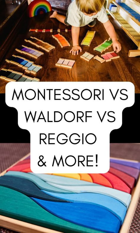 9 Different Styles of Education: Montessori Vs Waldorf Vs Reggio and More! - In The Playroom Waldorf Steiner Playroom, Waldorf Infant Classroom, What Is Waldorf Education, Waldorf Playroom Reggio Emilia, Waldorf Inspired Classroom, Reggio Emilia Homeschool, Montessori Vs Traditional, Montessori Vs Waldorf, Waldorf School Activities