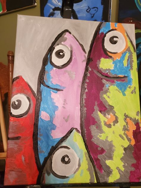 Fish Drawing Acrylic, Acrylic Fish Painting, Abstract Fish Art, Canvas Fish Painting, Fish Art Painting Acrylics, How To Paint Fish Acrylic, Fish Painting Acrylic Abstract, Abstract Fish Painting, Tropical Fish Art Acrylic Paintings