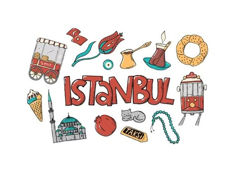 Istanbul lettering quote decoraed with d... | Premium Vector #Freepik #vector #lettering #istanbul #istanbul-city #typography-lettering Istanbul Travel Journal, Istanbul Graphic Design, Istanbul Tattoo Ideas, Istanbul Drawing, Turkey Stickers, Istanbul Poster, Turkey Culture, City Typography, Asian City