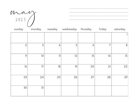 FREE Printable Calendar (2021) - Easy to Download + Print Monthly Pages Editable Monthly Calendar, Calendar Aesthetic, Organization Templates, Student Calendar, Pdf Calendar, Free Monthly Calendar, Printable Calendar Pages, Work Calendar, Free Printable Calendar Templates