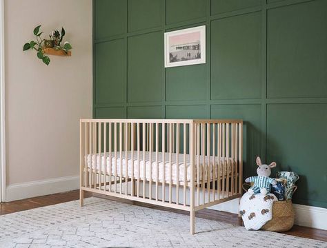 Nursery - Album on Imgur Cushing Green, Benjamin Moore Green, Crib Mattress Protector, Toddler Bed Sheets, Warm Paint Colors, Baby Room Colors, Nursery Designs, Favorite Paint Colors, Benjamin Moore Colors