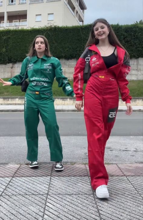 Fernando Alonso and Carlos Sainz costume Racing Driver Costume, Formula 1 Driver Costume, F1 Couple Costume, Formula One Costume, F1 Halloween Costume Women, F1 Driver Halloween Costume, Racer Costume Woman, Formula 1 Costume Women, F1 Costume Women