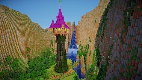 Tangled: Rapunzel's Tower Minecraft Project                                                                                                                                                                                 More Tangled Tower Minecraft, Tower Minecraft, Minecraft Poster, Disney Minecraft, Minecraft Tower, Rapunzel's Tower, Tangled Tower, Memes Minecraft, Minecraft Meme