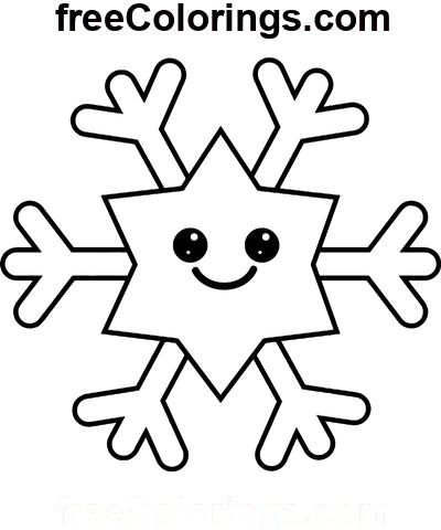 Cute Snowflake Icon – Free Printable Coloring Pages Snowflake Coloring Pages Free Printable, Kawaii Snowflake, Snowflakes For Kids, Snowflake Icon, Snowflake Coloring Pages, Snowflake Stencil, Snowflake Template, Toddler Craft, Moshi Monsters